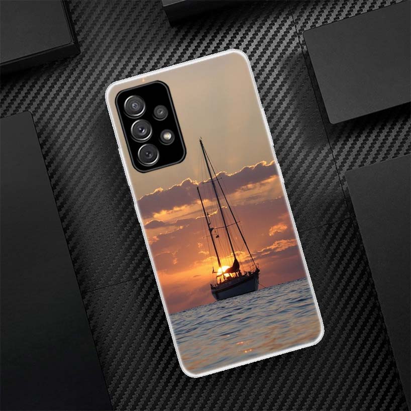 Sailing Boat Phone Case For Samsung Galaxy A55 A54 A52 A53 A15 A14 A12 A13 A25 A24 A22 A23 A35 A34 A32 A33 A04S A02S A03S Call P