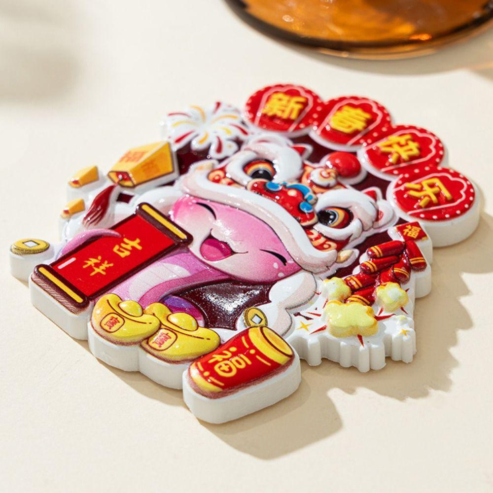 1/4pcs Cute Snake Year Refrigerator Sticker Resin Magnetic Sticker Fridge Magnets  Photo Wall
