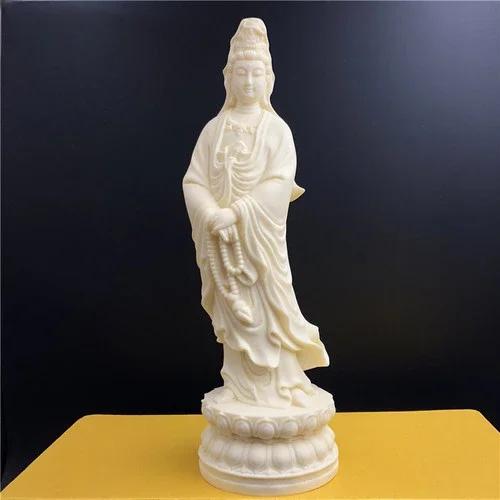 Vintage Nostalgic Ivory Fruit, South China Sea Guanyin Bodhisattva Decoration, Home Office, Lotus Shaped Guanyin Buddha Statue