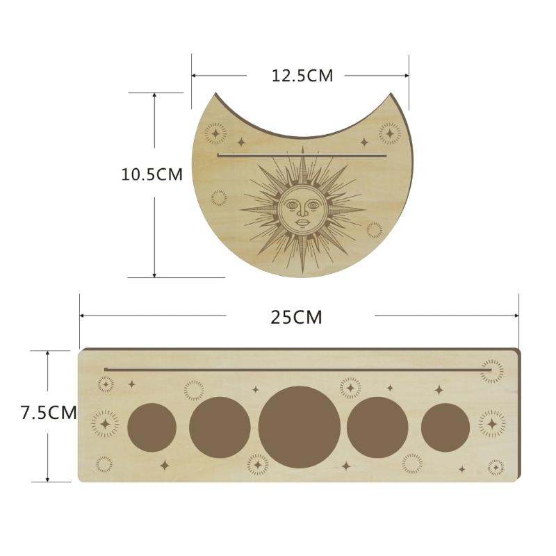 Portable Wooden Tarot Card Display Stand Moon Shape Design Divination Board Tarot Card Holder Set