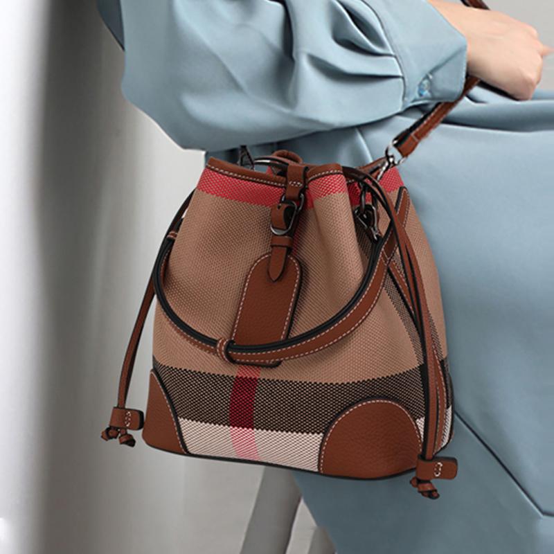 

Холщовая женская сумка через плечо, фирменный дизайн, сумка-ведро на шнурке, модные повседневные сумки для женщин