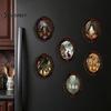 Decorative Metal Cabinet Stickers Halloween Wooden Refrigerator Magnets, Vintage Gothic Oval Frame Fridge Magnets with Witch Niche Holiday Souvenir