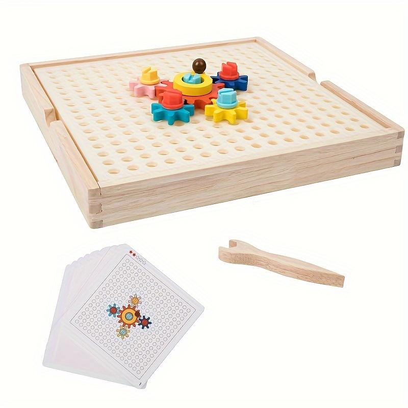 Wooden Gear Toy for Youngsters Smart Puzzle Game with Colorful Gears,Fine Motor Skills Development,Creative Educational Toy for Christmas Gifts,