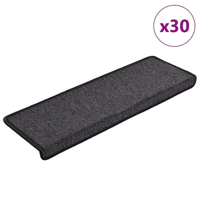 VidaXL Tapis d'escalier 30 pièces 65 x 21 x 4 cm Anthracite Bord rectangulaire 3365765