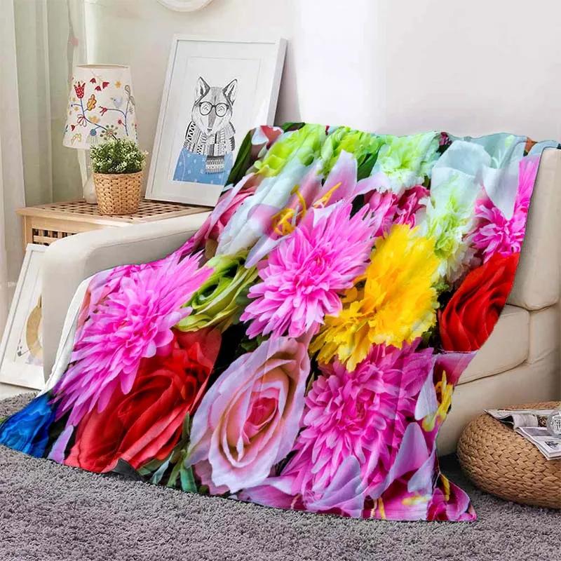 Red Roses Flannel Throw Blanket Valentine's Day Romantic Flower Blanket for Bed Sofa Couch Super Soft Lightweight King Full Size