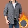 Nová Bunda Podzimní a Zimní Kabát Pánský Zesílený a Sametový Trendy Ležérní Outdoorové Sportovní Bunda s Kapucí