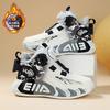Children's basketball shoes Boys' winter velvet warm new large cotton cold-proof button sports shoes leather boys running shoes