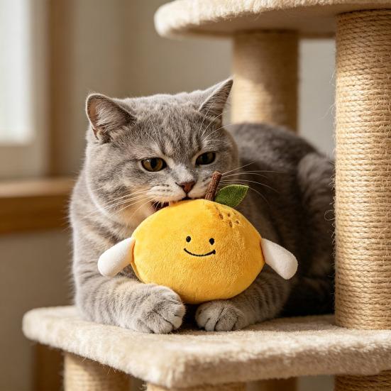Jouet pour animal de compagnie avec papier sonore intégré Design de jouet Peluche douce Résistance à la morsure Jouet de dentition Forme de fruit mignonne Jouet à mâcher interactif pour chats et chiens