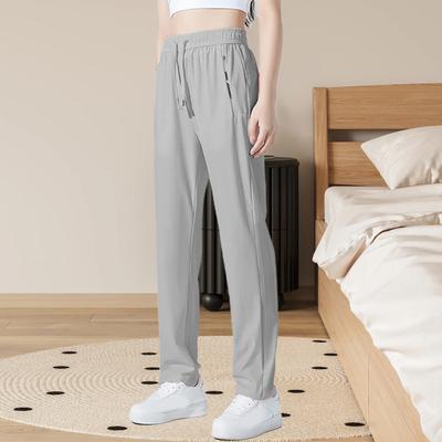 Unisex Streç Hızlı Kuruyan Pantolon Buz İpek Spor Streç Aktif Pantolon Bağcıklı Günlük Bol Jogger Cepli Yürüyüş Seyahat için