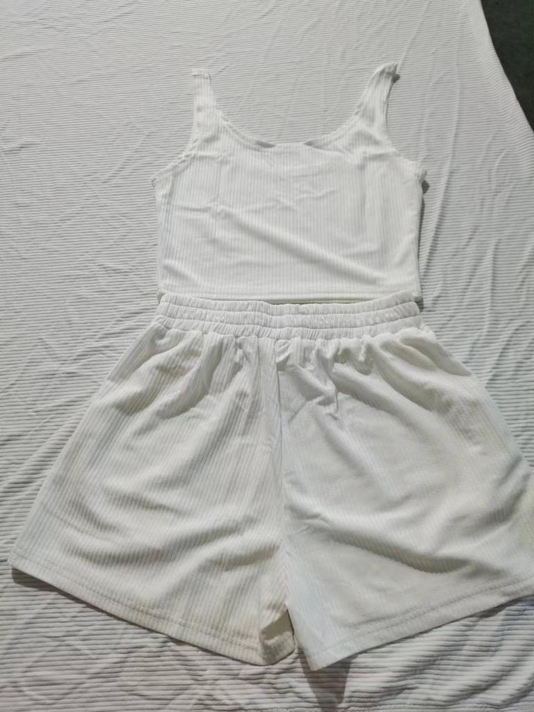 Women's Casual Knit Sleeveless Solid Color Fashion Set