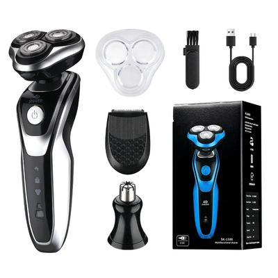 3 In 1Electric Shaver Rotary Razor Nose Hair and Temples Trimmer  Rechargeable Hair Cutting Shaving Machine Clipper for Men