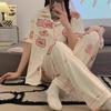 Pajamas Women's Summer Short-sleeved Gentle Wind Simple High-value Casual Women's Short-sleeved Loungewear Set