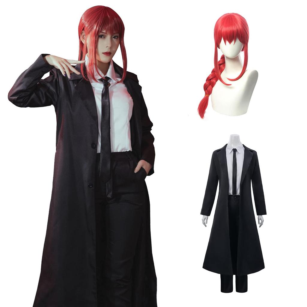 Makima Cosplay med Parykk Makima Cosplay Kostyme for Voksne Cosplay Voksenkostyme Kulturfestival Kostyme Sceneklær med [Kamizu Ryohin] (Makima
