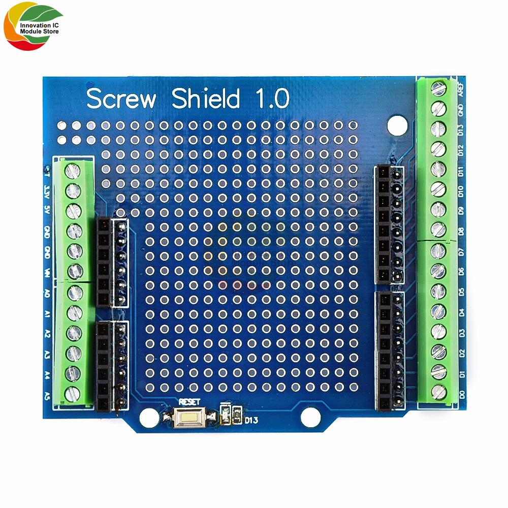 Proto Screw Shield for Arduino Open Source Reset Button D13 LED NEW For Breadboard 3.81 Terminal Double-sided PCB SMT Solder DIY