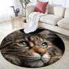 Black Maine Coon pattern round rug,Carpet Rug for Living Room Bedroom  Playroom ,Non-slip Floor Mat,Holiday Gifts and Birthday Gifts.