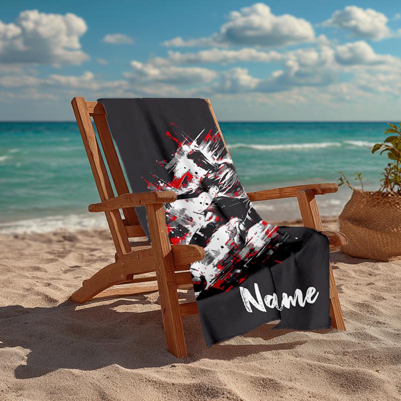 Custom Name Ultra-Soft Beach Towel with Soccer Theme,Ideal for Pool - Camping, Diving - Perfect Travel Essential, Vibrant Beach Towel.