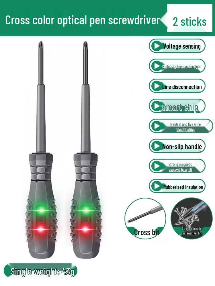Electrician's Smart Test Pen: Color Light Screwdriver for Open Circuit, Breakpoint, Live & Neutral Wire Testing, High Torque for Household Use.