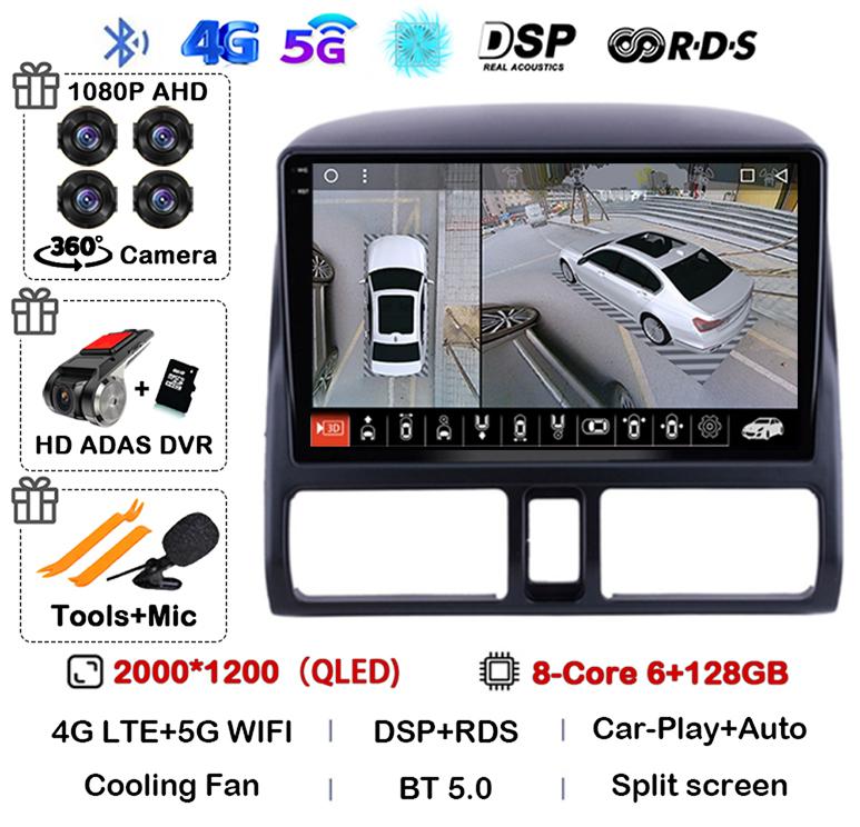 Android 14 Carplay Auto Car Radio For Honda CR-V CRV 2 2001-2006 Stereo GPS Multimedia Video Player WIFI+4G Head Unit Audio DSP