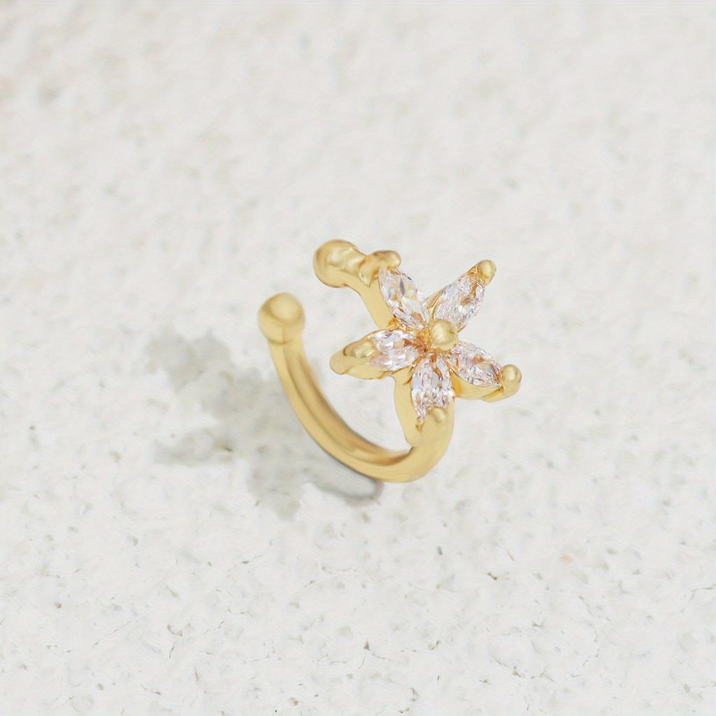 Glamour Lady exquisite schlichte Zirkon-Set-Blumenohrringe Bankettschmuck