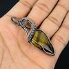 Tiger Eye Pendant, Handmade Gemstone 999 Copper Wire Wrapped Pendant Antique Jewelry, For Gift Silver Jewelry