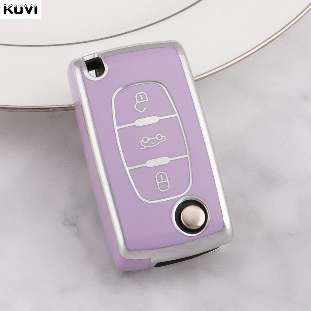 Tpu Car Flip Key Case Cover Shell Fob Keyless For Peugeot 107 207 307 308 407 607 3008 5008 For Citroen Xsara Picasso C5 C6 C8