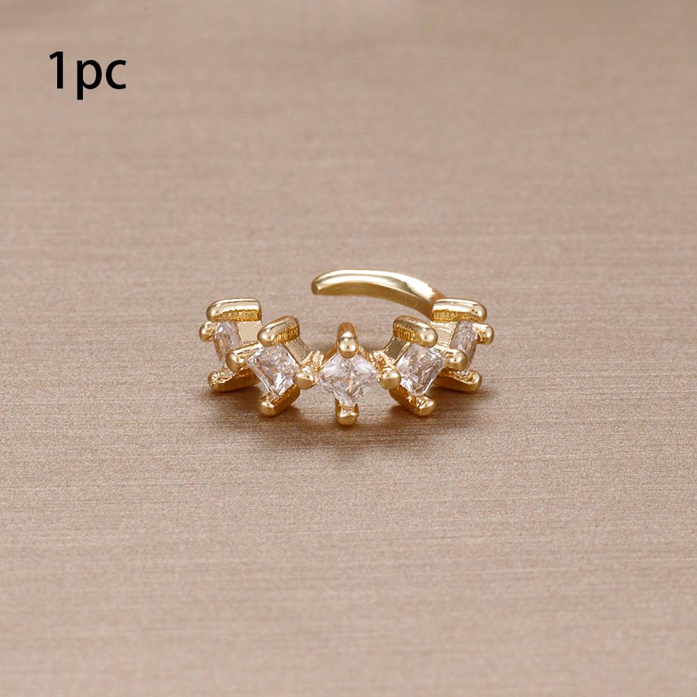1Pc Simple Square Zircon Earcuff Clips On Earring for Women Girls No Fake Piercing Cartilage Earrings Ear Ring Without Hole