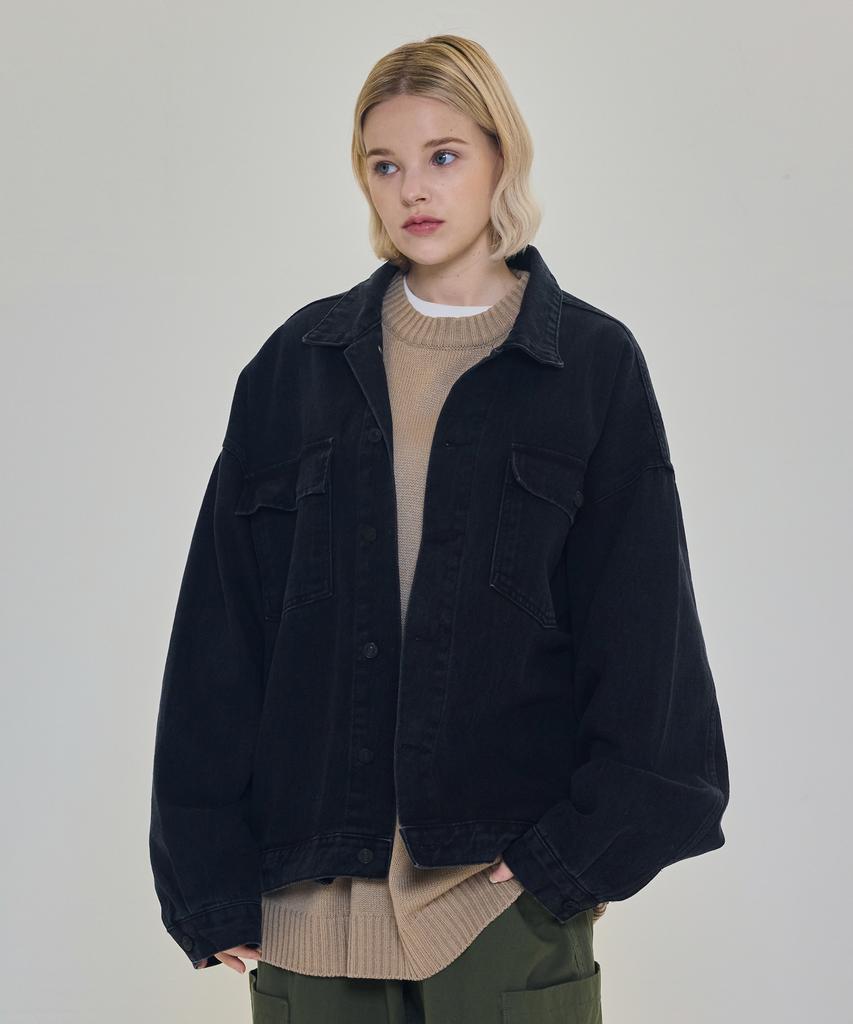 Cargobros For Woman Oversized Trucker Denim Jacket (Black)