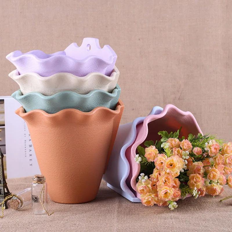 New Wall Hanging Planter Plastic Convenience Wall Mount Flowerpot Plants Container Basket Pot For Indoor Outdoor Garden Supplies