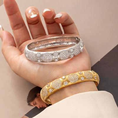 European and American Full-circle Double-sided Zircon Bracelet with a High-end Design, Light Luxury Zircon Bracelet, Gold-plated Jewelry