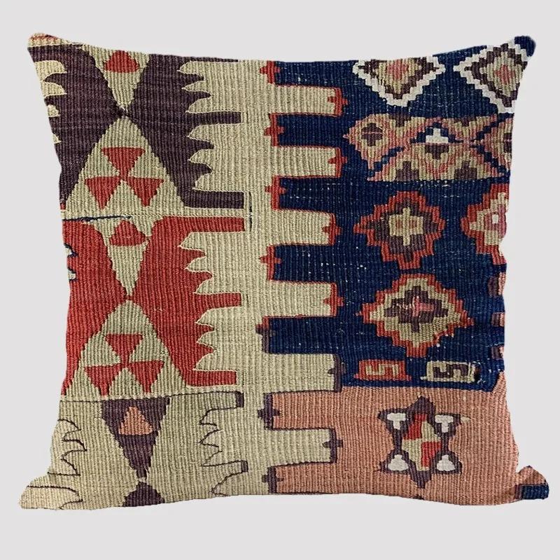Vintage Kilim Cushion Cover Boho Ethnic Geometric Throw Pillowcase Peach Skin Decorative Pillow For Sofa Living Room Home Decor
