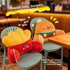 Cartoon French Fries And Hamburger Throw Pillows For Office And Sofa Support