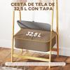 Folding Bamboo Clothes Rack with Fabric Basket with Lid for Hallway Entrance Bedroom 60x44.5x157.5 cm Grey