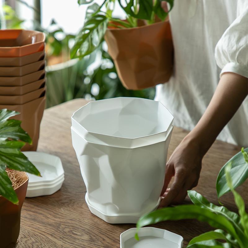 Nordic Imitation Ceramic Plastic Succulent Pots - Durable, Thickened, Large & Small Sizes for Effective Root Control