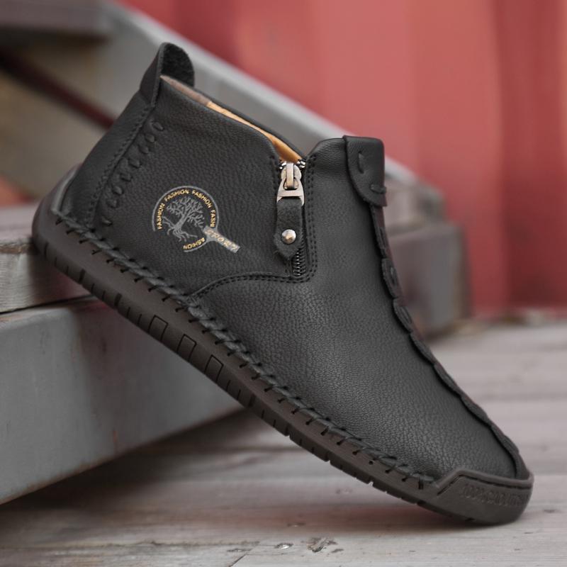Herr Stövlar i äkta läder Mode Blixtlås Skor Läder Herr Ankelboots