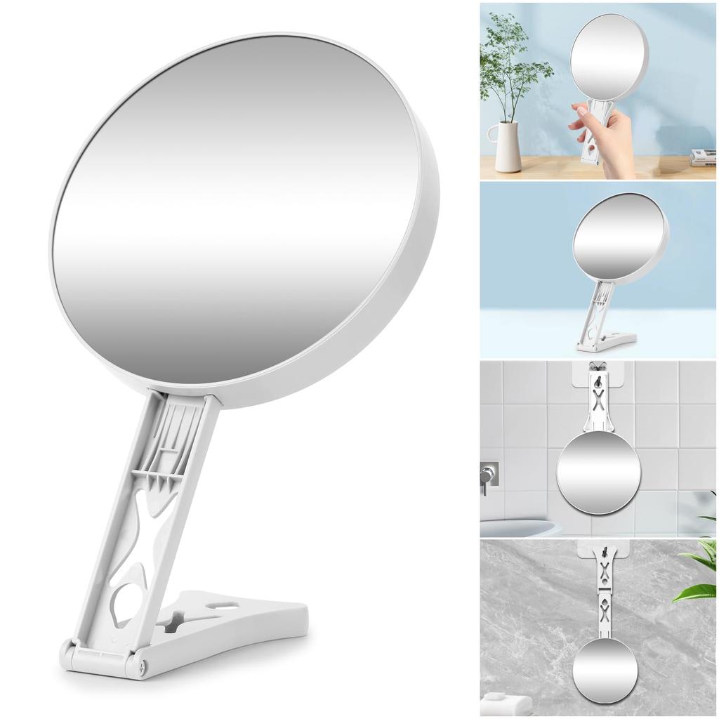 Makeup Mirror with 10x and 1x Folding Tabletop Handheld Hanging Mirror with Detachable and Clear Double-Sided Magnification, & Mirror, Handle,
