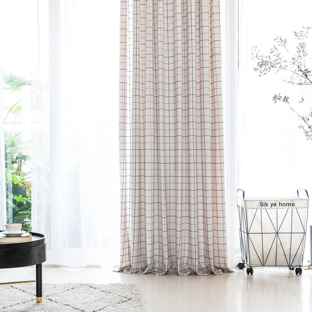 White Small Square Bedroom Living Room Decorative Curtain Finished Semi-Short Curtain Short Curtain Japanese Style