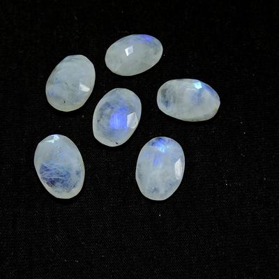 11X16MM Natural Rainbow Moonstone Checker Cut 50Cts. Oval Gemstone 06Pcs Lot RML-450