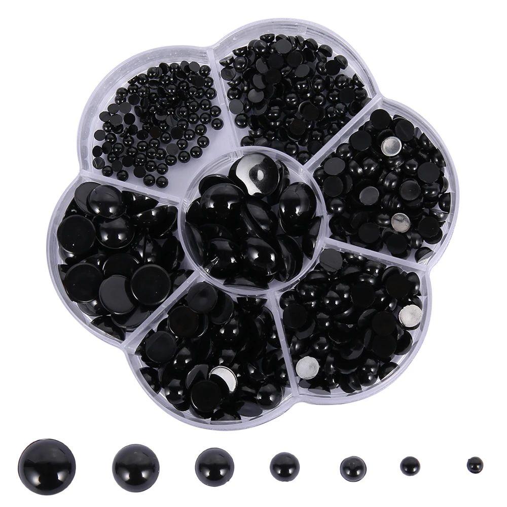

500Pcs Doll Making Eyes Reusable Resin Button Eyes Black Multiple Sizes DIY Craft Stuffed Animal Toy Bear Eye for Plush Toy Doll