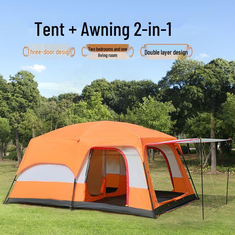 Prostorný luxusní kempingový stan pro více osob: Dva pokoje, obytný prostor, pro 4, 8 nebo 10 osob, silný voděodolný design