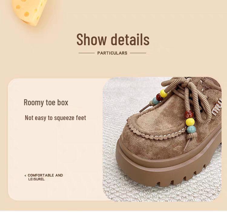 Women's Autumn Platform Matte Loafers - Thick-Soled, Lace-Up, Versatile, Height-Increasing.