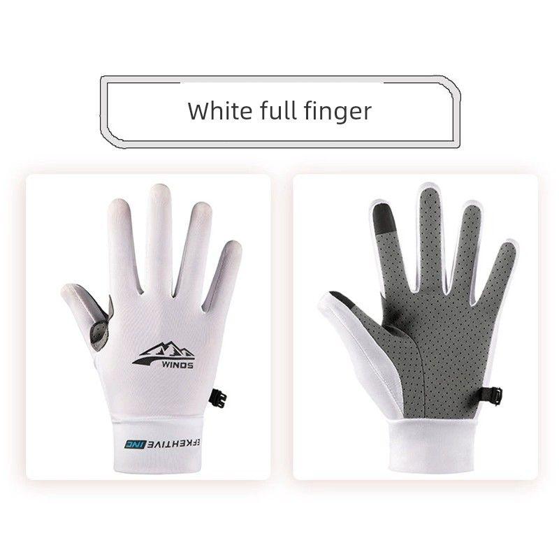 

Sun Protection Gloves Thin Men and Women Ice Silk Summer Cotton UV Protection Half Finger Full Finger Driving Non Slip Breathable Fishing Promotion Iceberg White Full Finger All yards