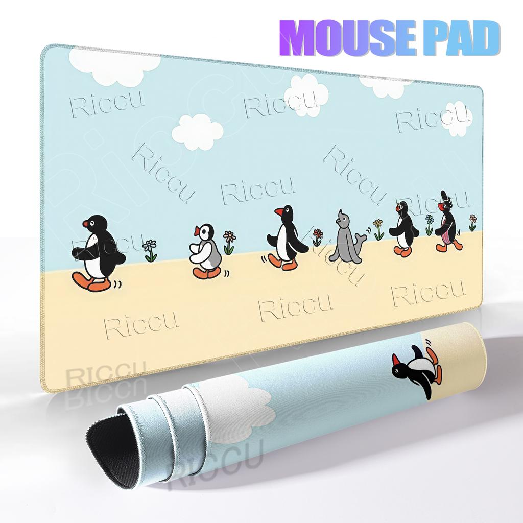 Cartoon Penguin Pingu Pattern Mouse Pads Anti-slip Rubber Computer Keyboard Mats Gamer Balance Decoracion Deskmat Laptop Carpets