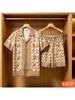 Men's Summer Set: Stylish 3D Striped Print Short Sleeve Shirt and Shorts