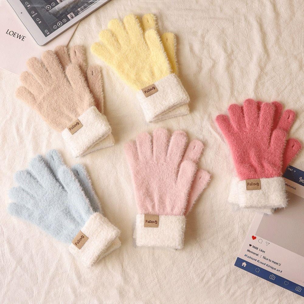 Thickened Winter Gloves Windproof Knitted Gloves Fashion Warm Gloves Women