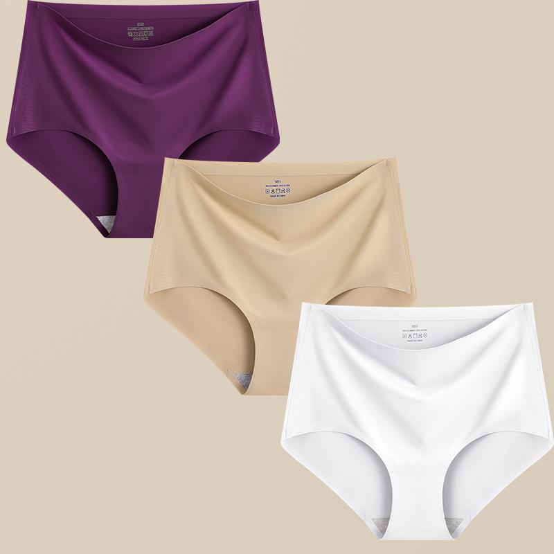 FINETOO 3Pcs Women's Panties Seamless Underwear Invisibles Briefs High Waist Full Coverage Breathable Moisture Wicking Underpant