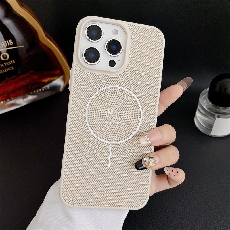 Magnetic Heat Dissipation Mesh For Magsafe Case For iPhone 16 14 15 Plus 13 12 11 Pro Max Cooling Breathable Hard PC Thin Cover