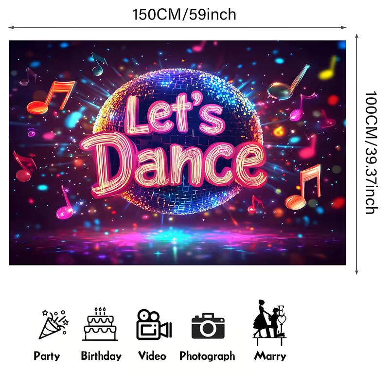 

Vibrant Disco Dance Party Backdrop with Music Notes for Photo Booth 47.2x31.5inch/120*80cm