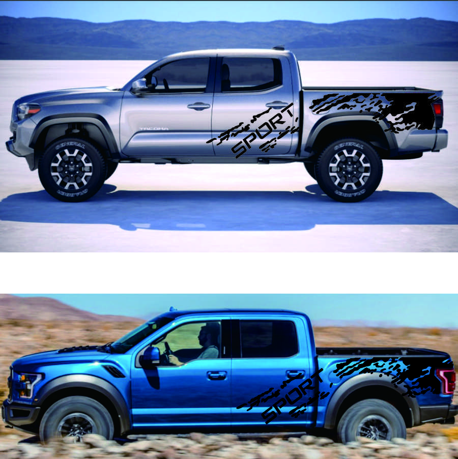 3Pcs Pickup Side Body Decals Stickers Rear Trunk Sticker Universal Accessories