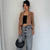 Spring Autumn Blazers Fashion Short Jacket for Women, Harajuku Solid Versatile Loose Thin Coats, Single Breasted Short Suit Top Female