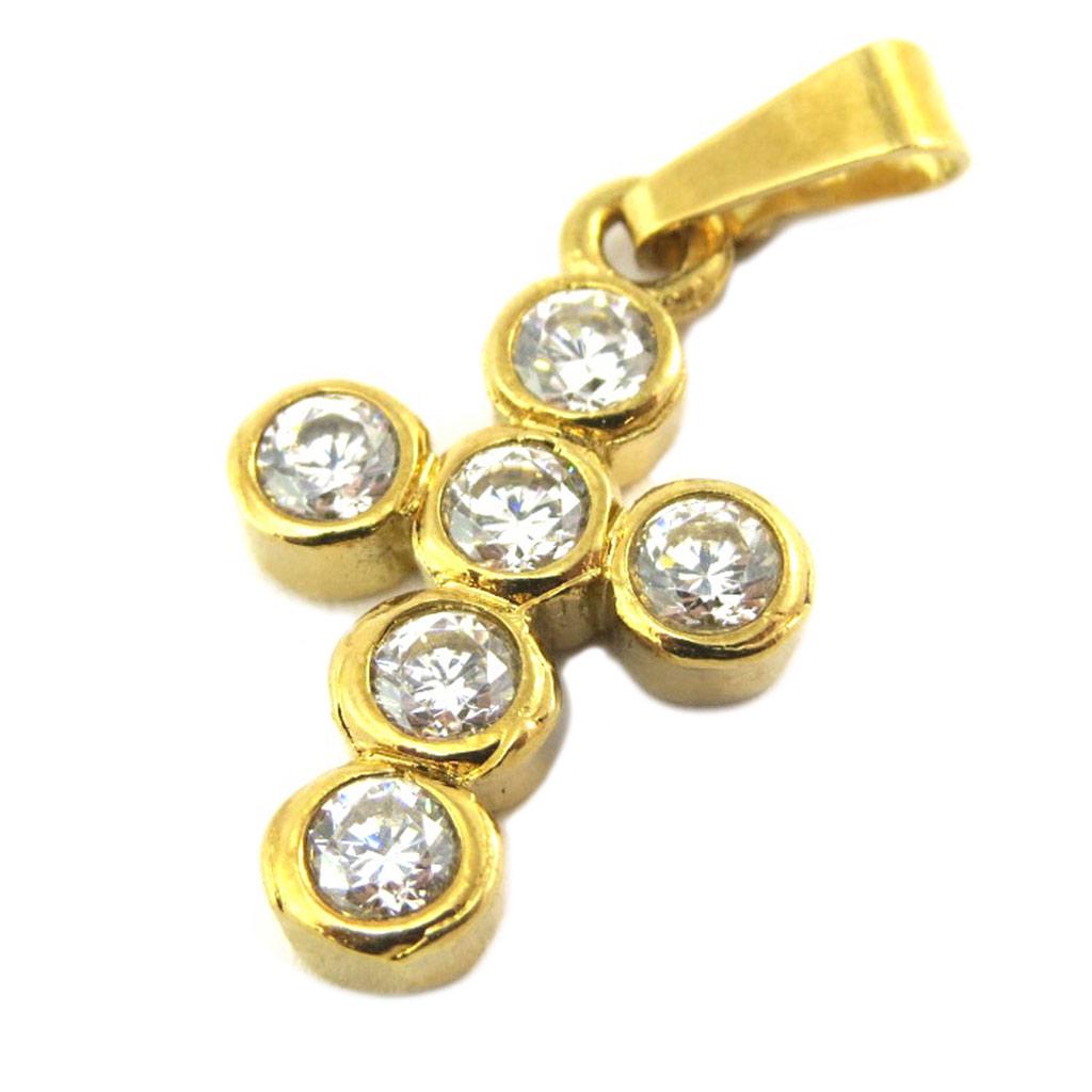 Les Trésors De Lily [D9513] - Gold Plated 'Cross' Pendant